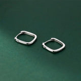 925 Silver Geometry Oval Zircon Hoop Earrings Women Jewelry Gift