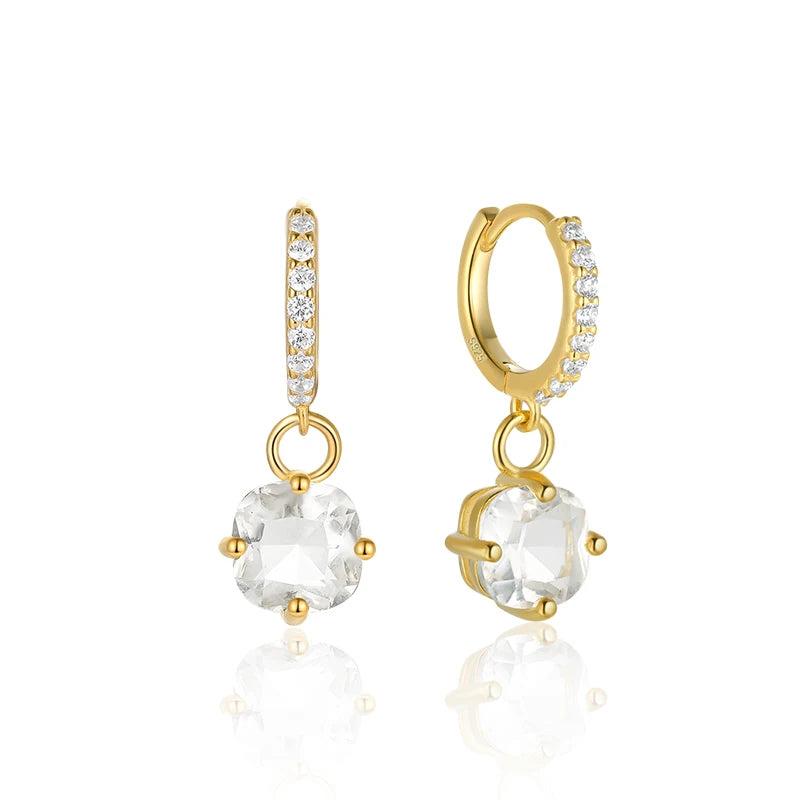 925 Silver Hand Cut Large Round Cubic Zirconia Pendant Earring