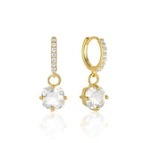 925 Silver Hand Cut Large Round Cubic Zirconia Pendant Earring