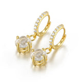925 Silver Hand Cut Large Round Cubic Zirconia Pendant Earring