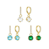 925 Silver Hand Cut Large Round Cubic Zirconia Pendant Earring
