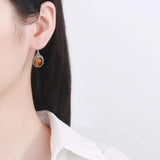 Tiger Eye Drop Earrings Vintage 925 Silver Fine Jewelry