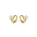 Romantic Star Crystal Zircon Hoop Earrings 925 Sterling Silver
