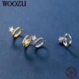 Romantic Star Crystal Zircon Hoop Earrings 925 Sterling Silver
