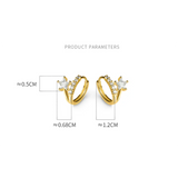 Romantic Star Crystal Zircon Hoop Earrings 925 Sterling Silver