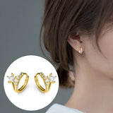 Romantic Star Crystal Zircon Hoop Earrings 925 Sterling Silver