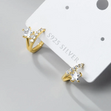 Romantic Star Crystal Zircon Hoop Earrings 925 Sterling Silver