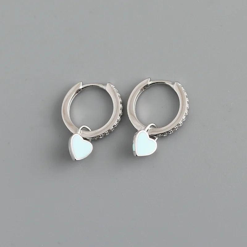 925 Silver Heart Huggie Earrings Punk Teen Jewelry
