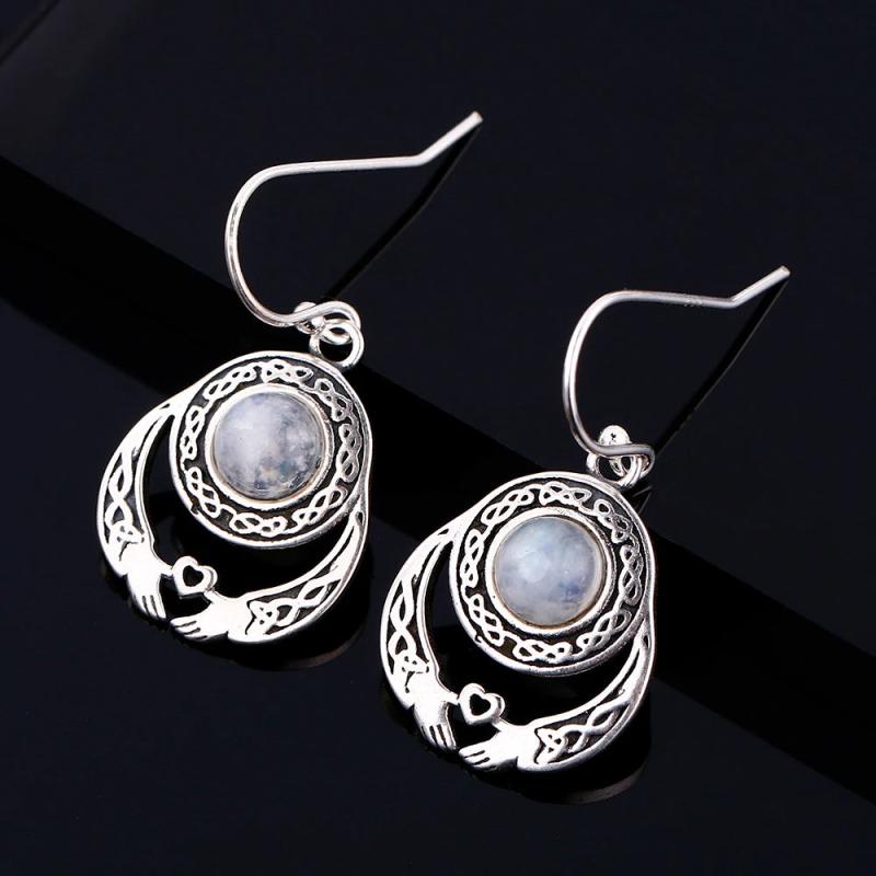 Moonstone Love Heart Shaped Earrings 925 Sterling Silver