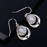Moonstone Love Heart Shaped Earrings 925 Sterling Silver