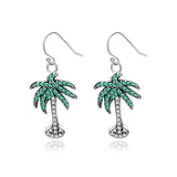 925 Silver Green Tree Zircon Drop Earrings Women Party Jewelry