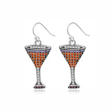 Champagne Glasses Drop Earrings 925 Sterling Silver Zircon Party Jewelry