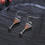Champagne Glasses Drop Earrings 925 Sterling Silver Zircon Party Jewelry