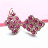 14K Rose Gold Ruby Inlaid Earrings for Chinese Dinner Party