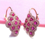 14K Rose Gold Ruby Inlaid Earrings for Chinese Dinner Party