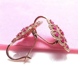 14K Rose Gold Ruby Inlaid Earrings for Chinese Dinner Party