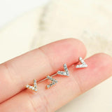 925 Sterling Silver Zircon Initial Letter Earrings Personalized Jewelry