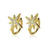 925 Sterling Silver Star Ear Clip Women Small Fresh Cz Crystal Zircon Insert