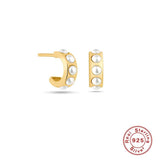 925 Silver Micro Inlaid Pearl C Shape Stud Earring