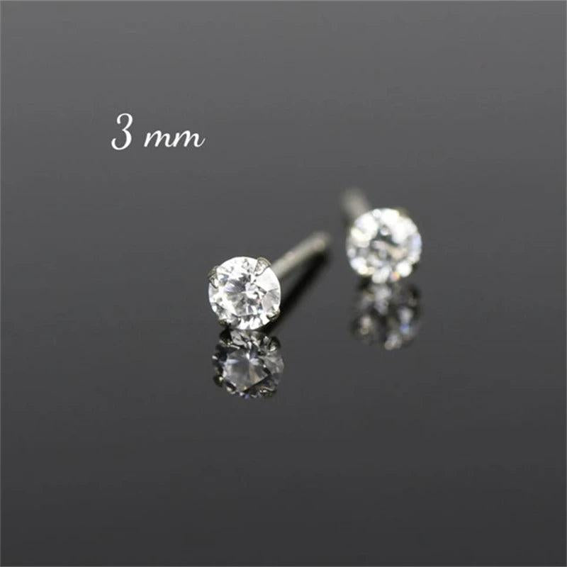 3mm CZ Earrings Cartilage 925 Sterling Silver Minimalist Small Studs