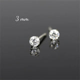 3mm CZ Earrings Cartilage 925 Sterling Silver Minimalist Small Studs