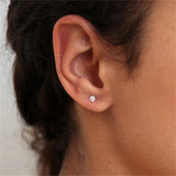 3mm CZ Earrings Cartilage 925 Sterling Silver Minimalist Small Studs