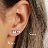925 Silver CZ Stud Earrings Set, Small Dainty 3-7mm Earings