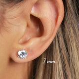 925 Silver CZ Stud Earrings Set, Small Dainty 3-7mm Earings