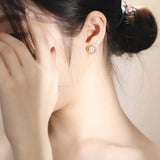 925 Sterling Silver Shell Pearl Stud Earrings Rose Plating