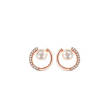 925 Sterling Silver Shell Pearl Stud Earrings Rose Plating