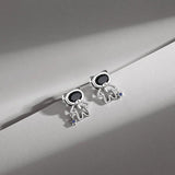 925 Silver Zircon Bear Stud Earrings for Women