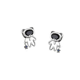 925 Silver Zircon Bear Stud Earrings for Women