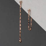 Real 925 Sterling Silver Pretty Chain Beads Stud Earrings For Women