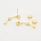 925 Silver Three Star Line Stud Earring Women Piercing Fine Jewelry