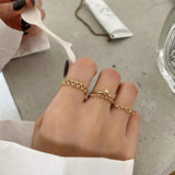 Hip Hop 925 Sterling Silver Mesh Chain Bead Finger Opening Ring