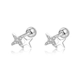 925 Silver Star CZ Stud Earrings Daughter Gift Fine Jewelry