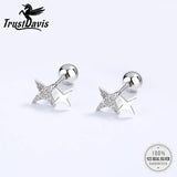 925 Silver Star CZ Stud Earrings Daughter Gift Fine Jewelry