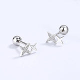 925 Silver Star CZ Stud Earrings Daughter Gift Fine Jewelry