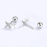 925 Silver Star CZ Stud Earrings Daughter Gift Fine Jewelry