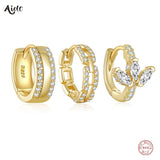 925 Silver CZ Pave Wide Chain Huggie Earrings