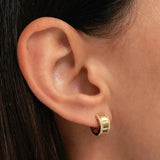 925 Silver CZ Pave Wide Chain Huggie Earrings