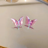 Temperament Butterfly Earrings 925 Silver Zircon Studs