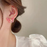 Temperament Butterfly Earrings 925 Silver Zircon Studs