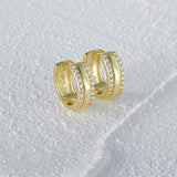 925 Silver Micro-inlaid Zircon Hoop Earrings 9mm - Women