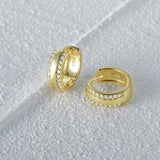 925 Silver Micro-inlaid Zircon Hoop Earrings 9mm - Women