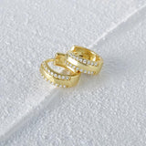 925 Silver Micro-inlaid Zircon Hoop Earrings 9mm - Women