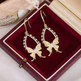 Feminia 14K Real Butterfly Earring for Women Pearl Stud Earrings