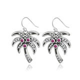 Sterling Silver 925 Coconut Tree Drop Earrings Zircon Jewelry
