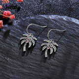 Sterling Silver 925 Coconut Tree Drop Earrings Zircon Jewelry