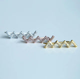 925 Sterling Silver Ear Cuff Earrings Women Bijoux Long Wire Stud Jewelry